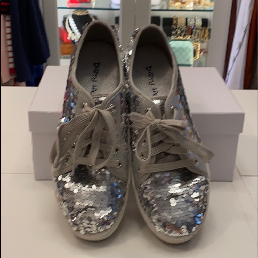 Dirty Laundry Silver Sequins Tennis Shoes
